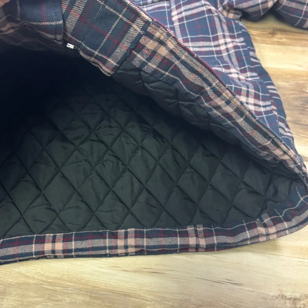 Levi's Shirt Jacket Mens XL Plaid Cotton Quilted Lining Workwear Navy Heritage - Picture 5 of 9